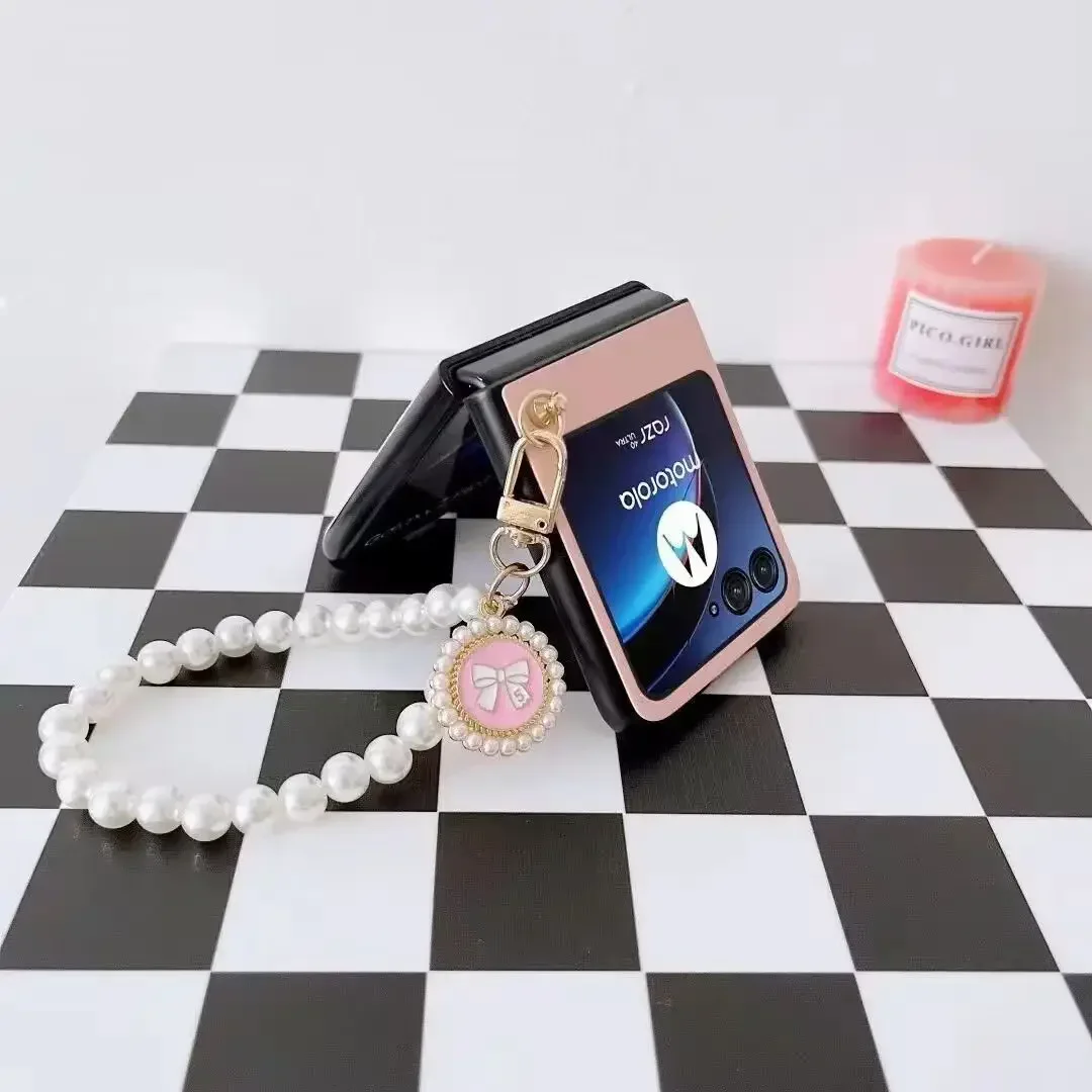 Luxury Love Pearl Heart Bracelet Leather Phone Case Cover