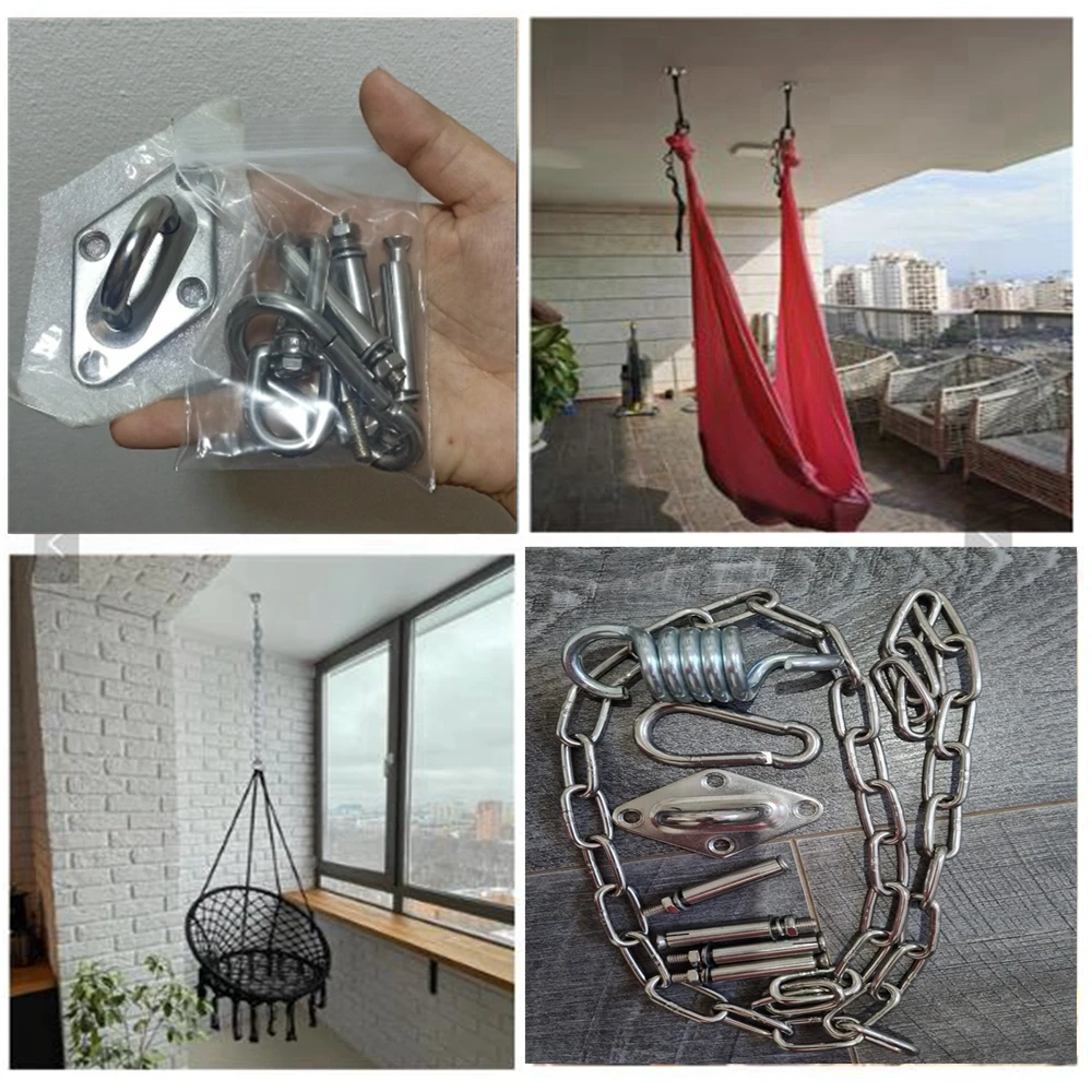 Swing Hanger Kit Stainless Steel Hanging Chair Chain For Sandbag Aerial Yoga Hammock Chair Conneciton Indoor Heavy Duty