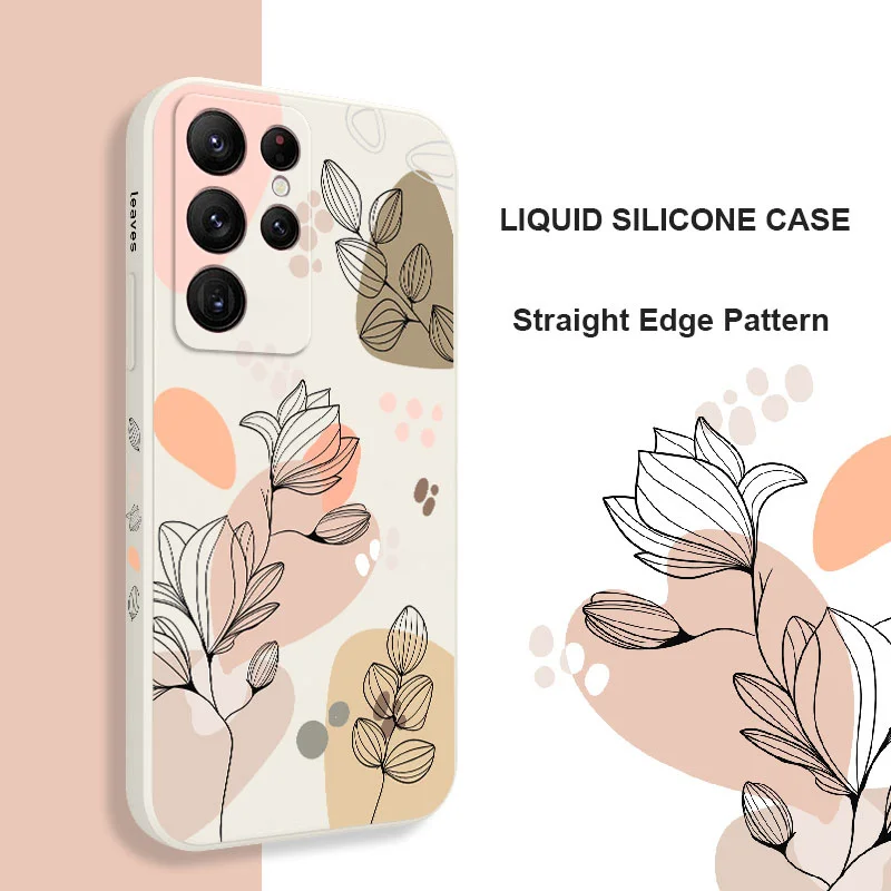 Abstract Plants Phone Case For Samsung Galaxy S25 S24 S23 S22 S21 S20 Ultra Plus FE S10 S9 S10E Note 20 ultra 10 9 Plus Cover 5