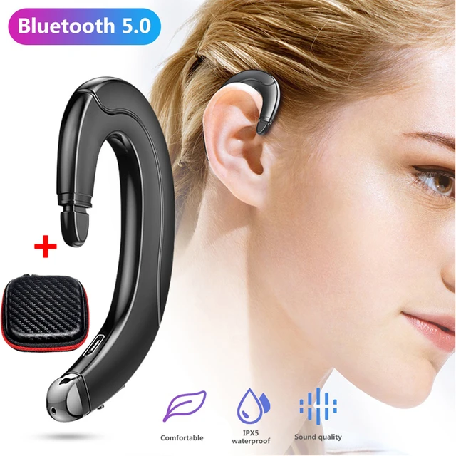 Auriculares inalámbricos Bluetooth con micrófono y gancho para la