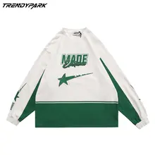 

T Shirt for Men Fashion Letters Print Cotton O-neck Spring Top T-shirts Streetwear Casual Harajuku Full Sleeve Oversized T-shirt