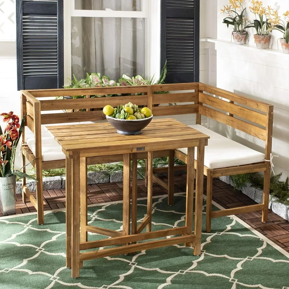 

Collection Wilton Teak Balcony Corner Lounge Outdoor Set Patio Dining Set of Garden Furniture Natural/Navy Dinning Tables Sets