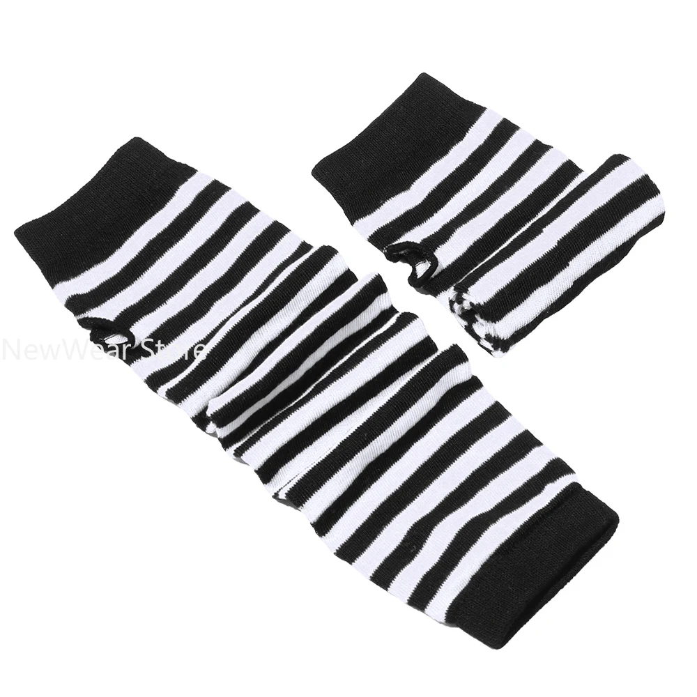 Women Girls Cotton Classic Fingerless Long Gloves Wristband Arm Warmer Long Sleeve Striped Elbow Mitten Knitted fingerless gloves,half finger gloves,cotton gloves,warm gloves