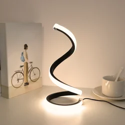 Modern LED Spiral Desk Lamp with Three - Color Dimming and USB Power Switch - 0 - 5W (Black)