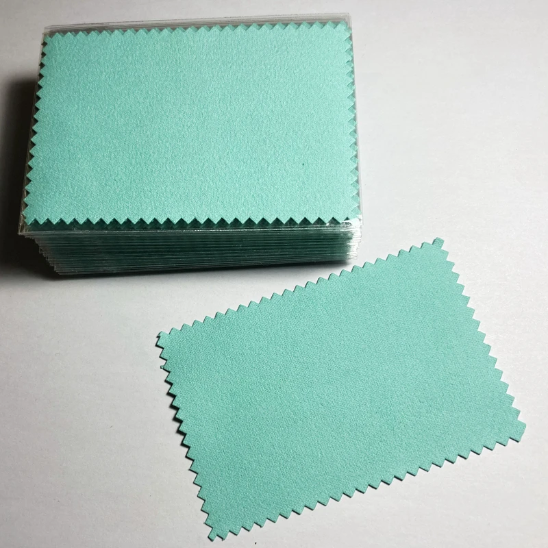 50PCS 10*6.5cm 실버 폴란드어 천 청소 보석 Opp 가방에 대 한 닦아 개별 포장 스웨이드 패브릭 소재