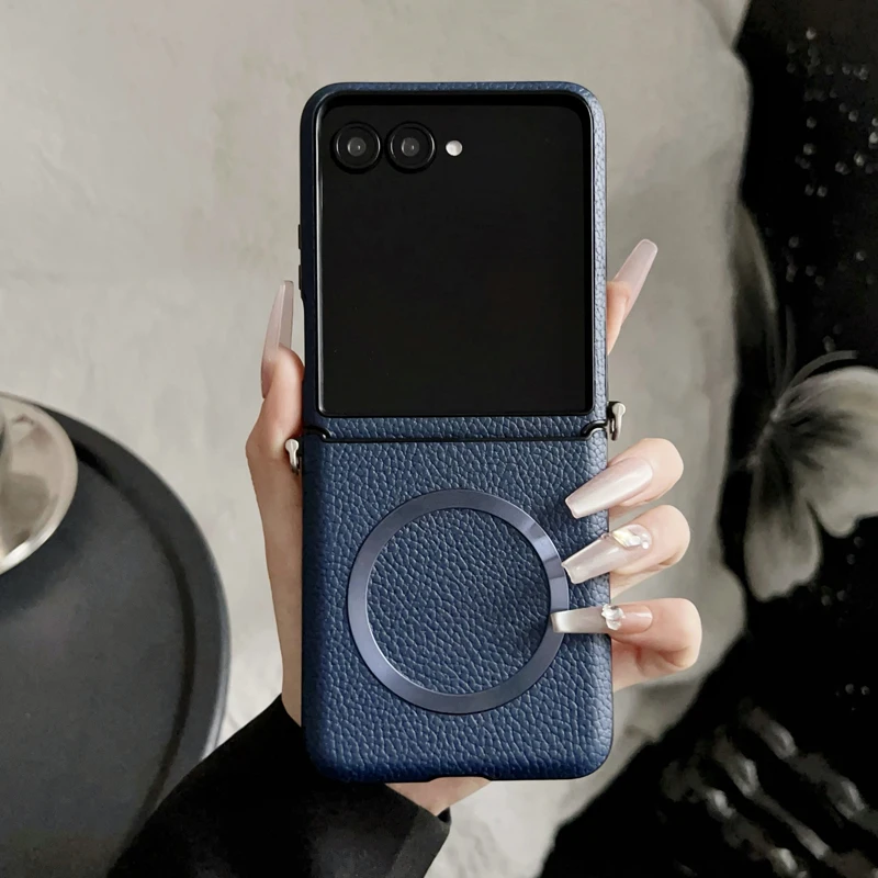 Magnetic Lichee Pattern Ultra-Thin PU Leather Case with Metal Hook - Black