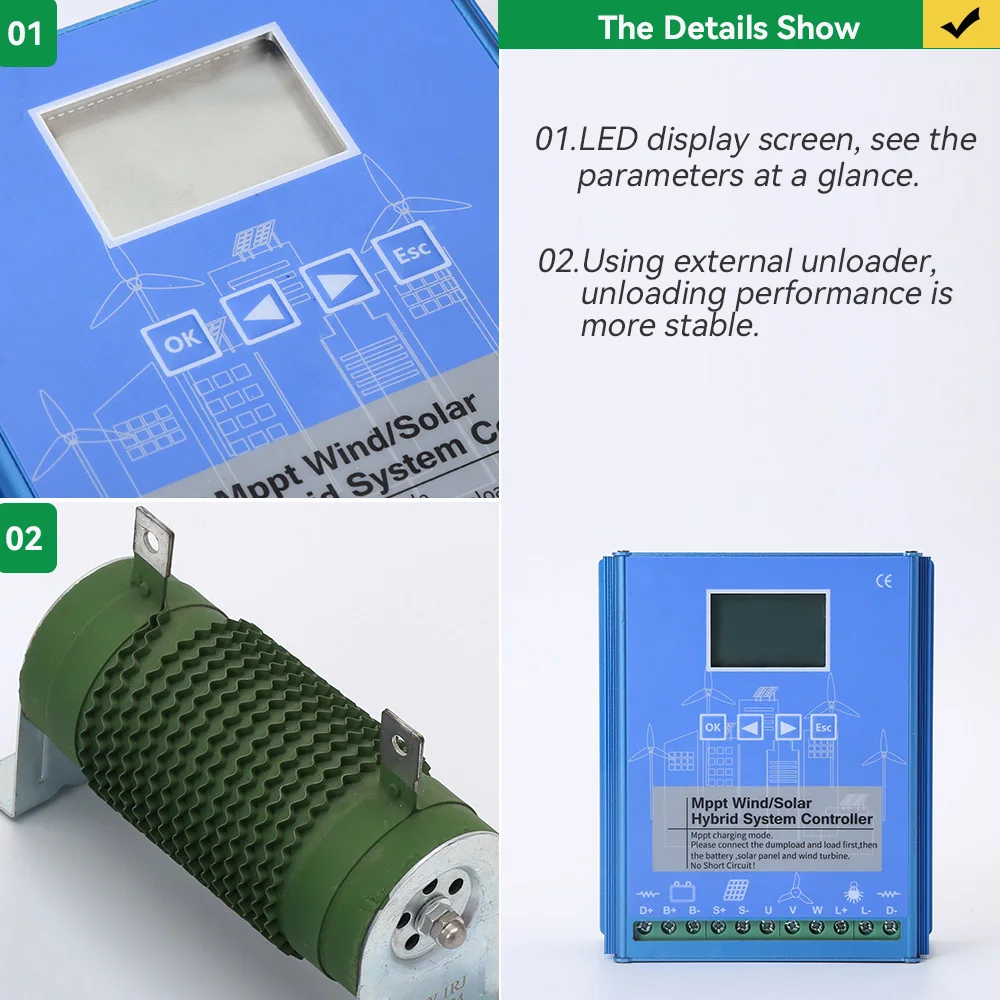 Description Picture 5 of item3000W 6000W MPPT Charge Controller Solar & Wind Hybrid System 12v 24v 48v Auto Regulator Home Use Solar panel Windmill Generator