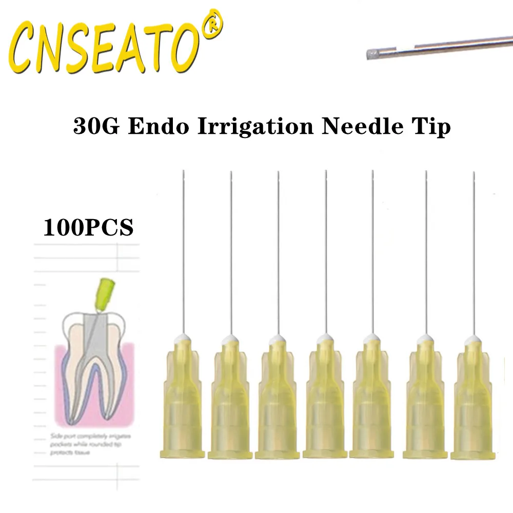 

100pcs Dental Endo Irrigation Needle Tip 25mm 30G Plain Ends Notched Root Canal Syringe Tips Side Port Vent Dentistry Lab Tools