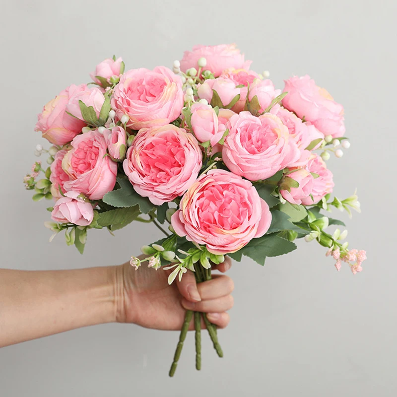 30cm Rose
  Pink Silk Bouquet Peony: Artificial Flower Bride Wedding Decor