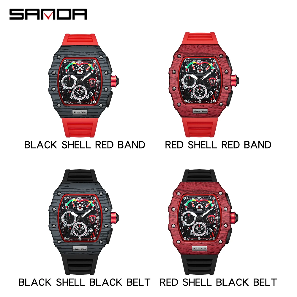 SANDA Men's Watches Fashion Sport Quartz Watch for Men Luxury Top Brand Waterproof Wristwatches Silicone Strap Relogios Masculin
