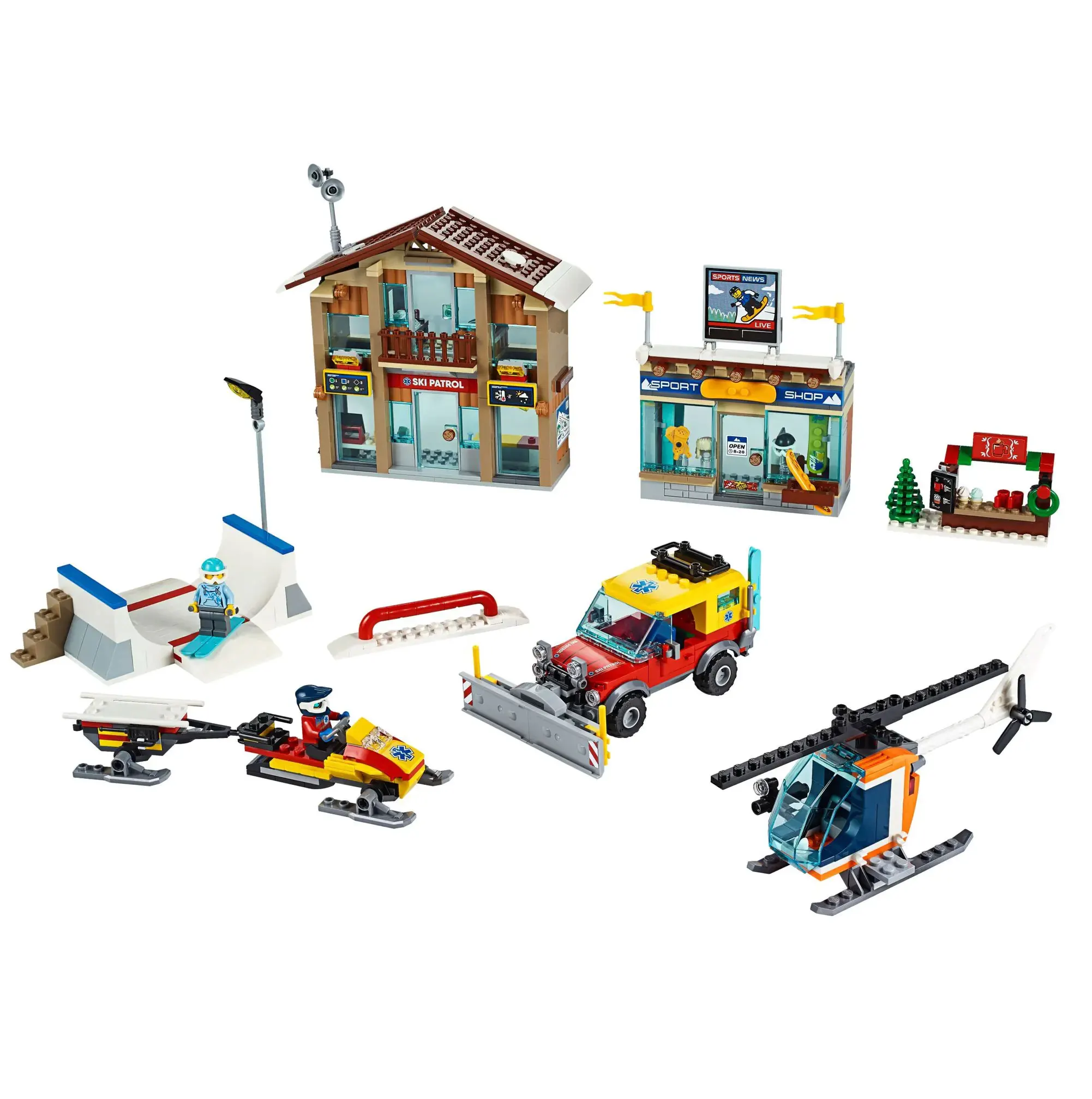 Urban ski resort ski resort building blocks 60203 helicopter car sled motorcycle toy boy girl children Christmas gift