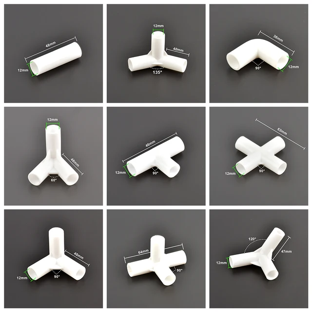Belső Átmérő 12 Mm -Es Pvc Csatlakozó 60 ° 90 120 135 Póló Csatlakozók Egyenes Könyök Keresztcső -Összekötő Kertcsövek Szerelvények 3Db - Image 2