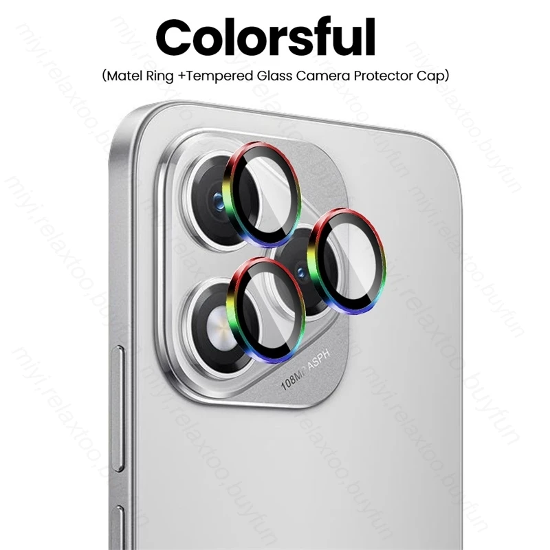 Aluminum Alloy Ring Camera Protector with HD Glass Lens Cover