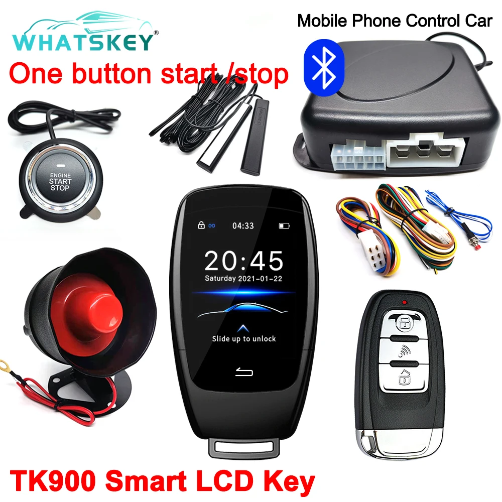 Universal Smart LCD Key Keyless Entry Car Alarm System Start Stop Button Engine Push Onebutton