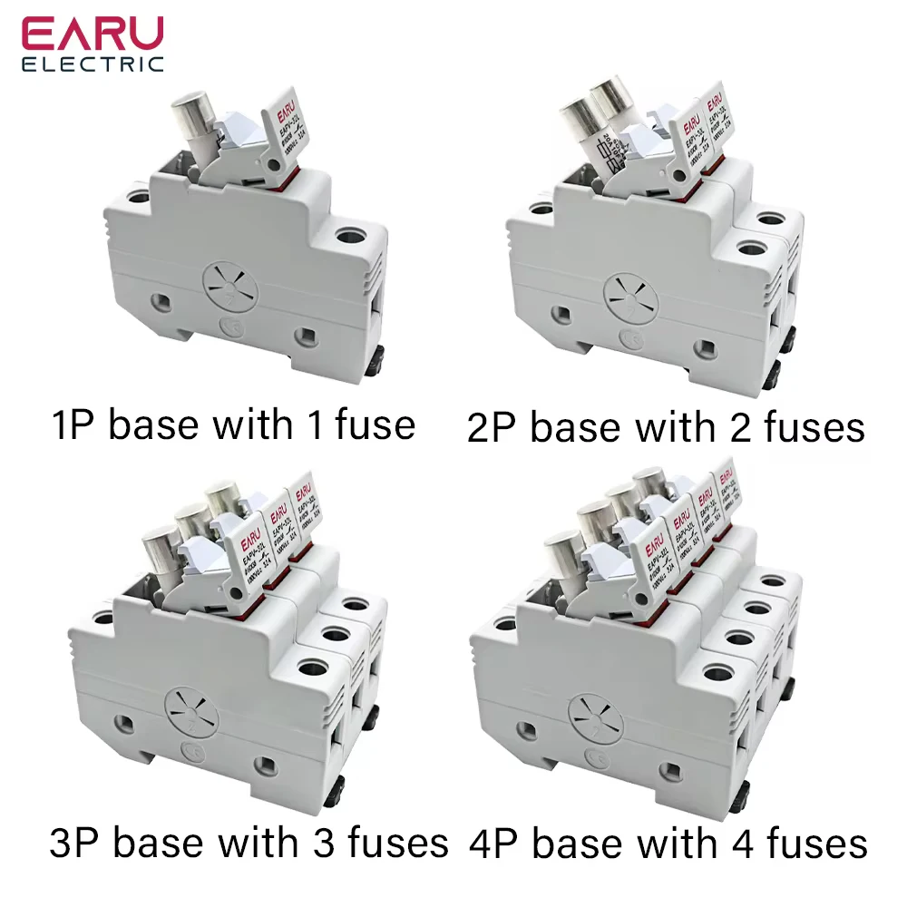 1P 2P Din Rail Solar PV DC Fuse Holders with Indicator Light suitable 10*38mm DC
