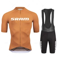 Sram-Cycling Jersey Sets for Men, Short Sleeve, Pro Team, Road Racing, Bike Clothing, Breathable MTB, Bicycle Bib Suit, Summer 1