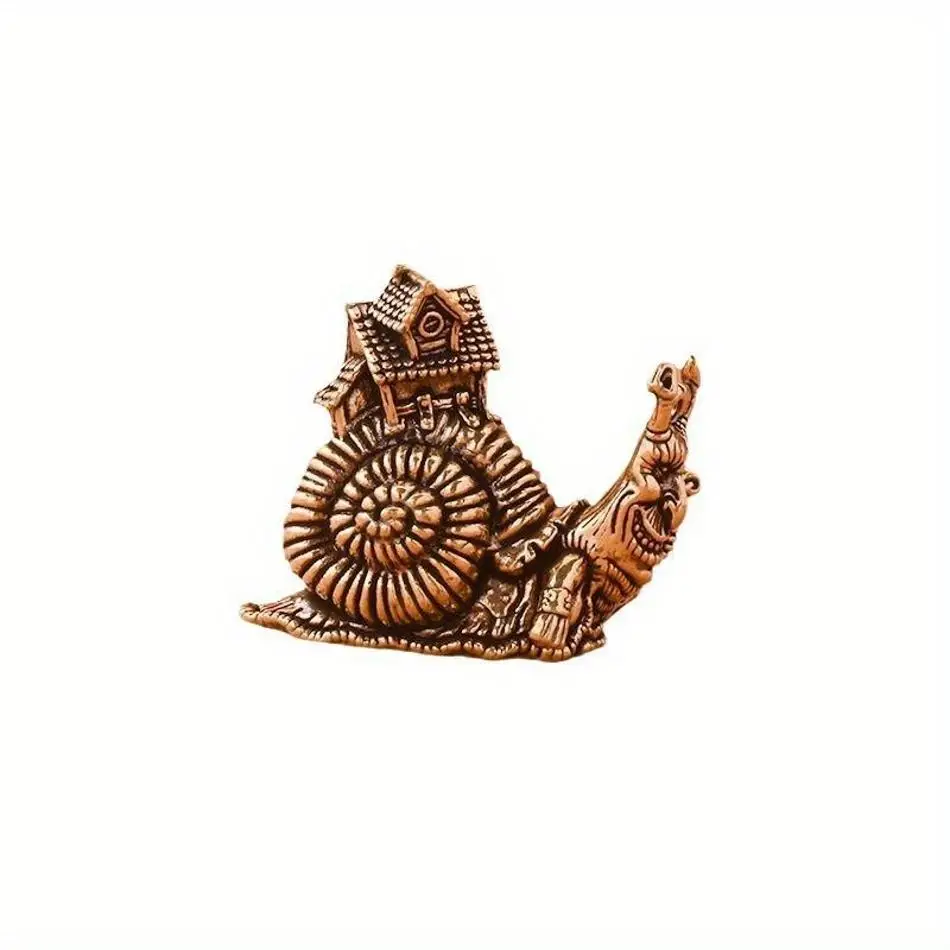 Small Ornaments Tea Pet Ceremony Copper Simulation Animal Figurines Miniatures Toys Hip Hop Exaggerate Solid Brass Snail House