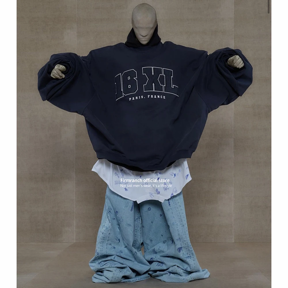 

Мужская толстовка большого размера с вышивкой, на осень/зиму