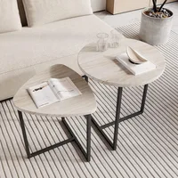Round Coffee Table Set of 2 End Tables for Living Room,Black Small Coffee Table Living Room 1