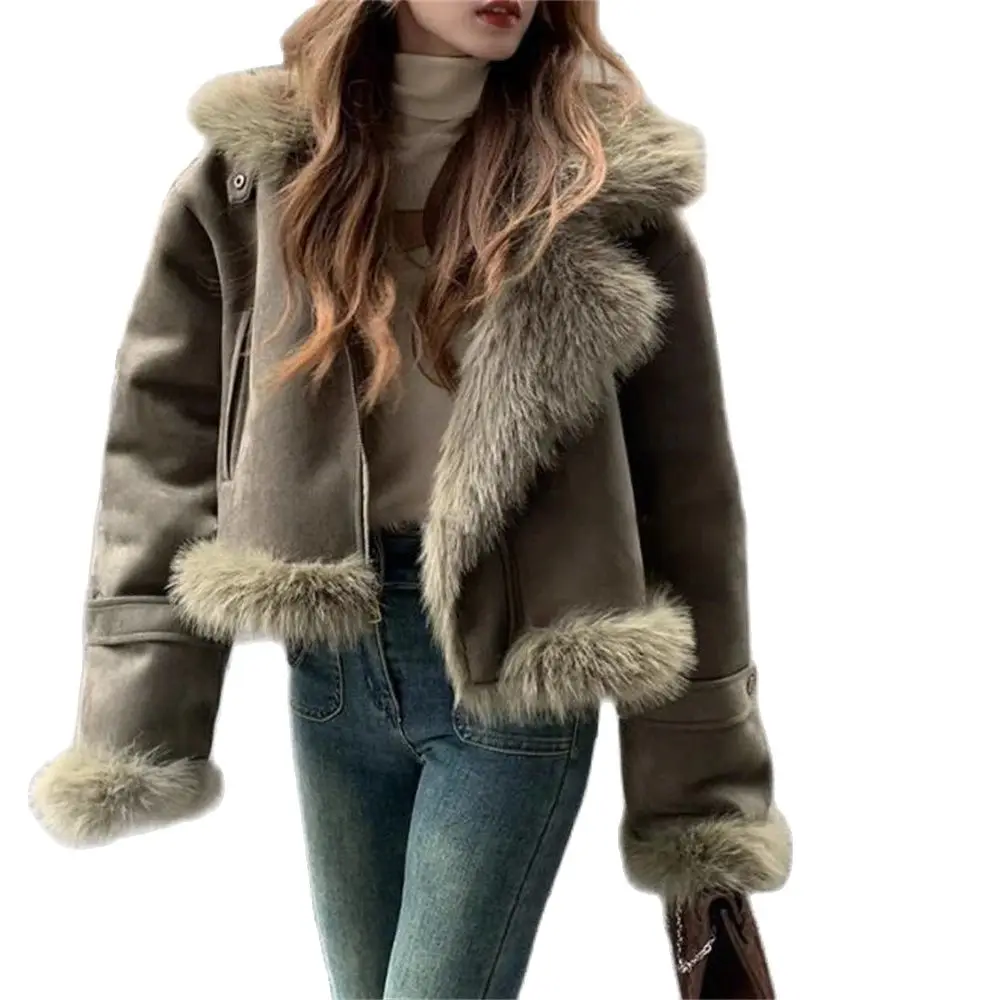 winter-imitation-fur-coat-short-women's-leather-jacket-rabbit-fur-lining-sheepskin-neck-fashionable-luxury-warmth-overcoat