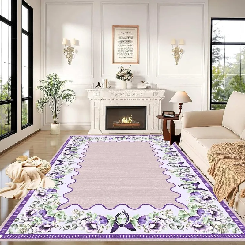 Floral Pattern Living Room Carpet Pastoral Bow Art Design Bedroom Plush Rugs Foldable Machine Washablenon-slip Cloakroom Mats 러그