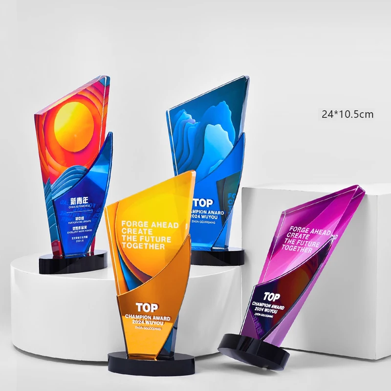 Customized Crystal Trophy, Color Printing Prize Sports Annual Meeting Awards Outstanding Employee Souvenir, Home Decoration, 1Pc