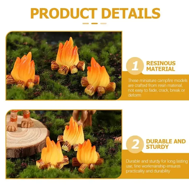 Ornament Crafts Miniature Figurines Resin Ornaments Miniature Ornament Resin Crafts Resin Bonfire Model Miniature Decoration Campfire Toy Artificial Bonfire