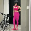 Pantalon de yoga taille haute couleur arc-en-ciel bonbon, pantalon de fitness pour soulever les fesses, belles fesses, fesses américaines respirantes