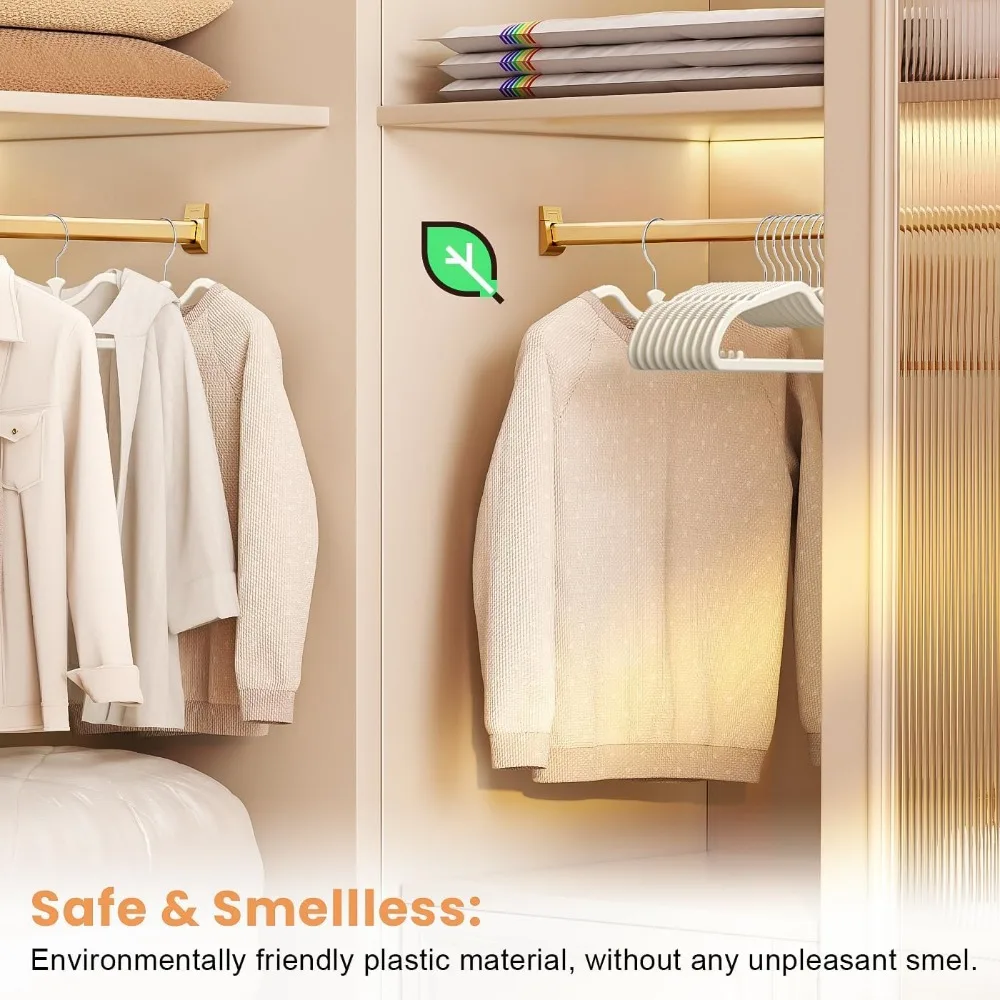 20 Pack Upgraded Short Neck Vertical Space Saver Hangers, 360 Degree Swivel Hooks, Non-Slip Hangers, Liquid Silicone, Smooth as