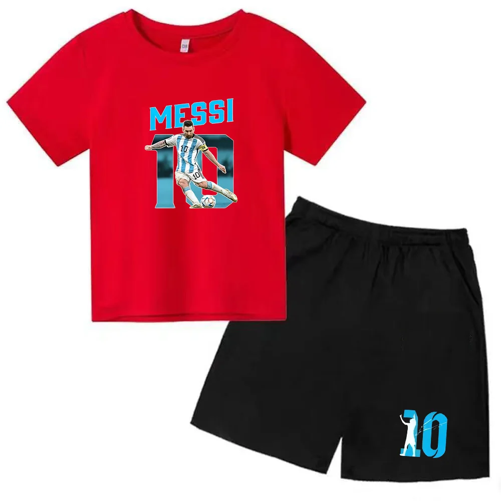 thumbnail image 1 of Conjuntos de 2 camisetas y pantalones con estampado de Super Soccer Star No. 10 para niños de 3 a 14 años, ropa de calle para niños y niñas, 1 of 5