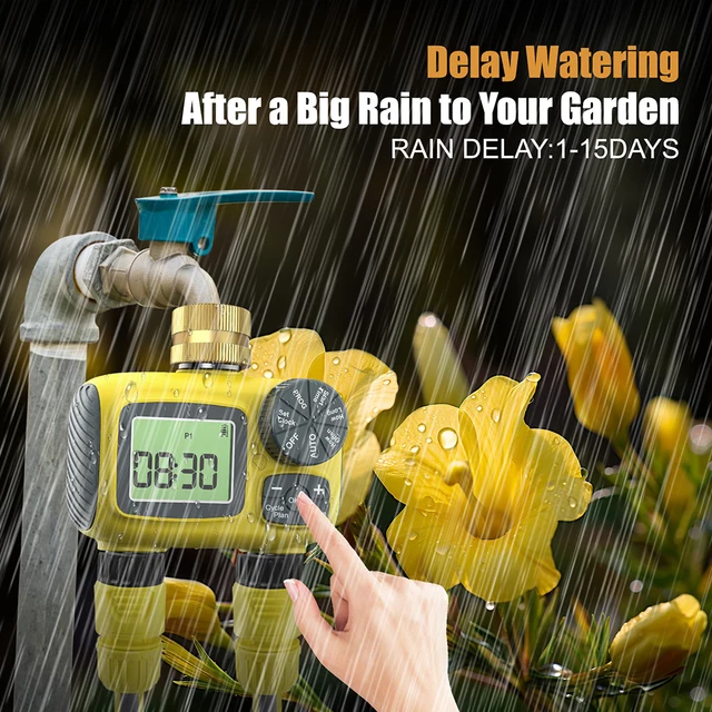 2/4 Zone Garden Water Timer Auto/Manual Drip Irrigation Controller with Rain Delay IPX5 Waterproof Programmable Sprinkler System 3