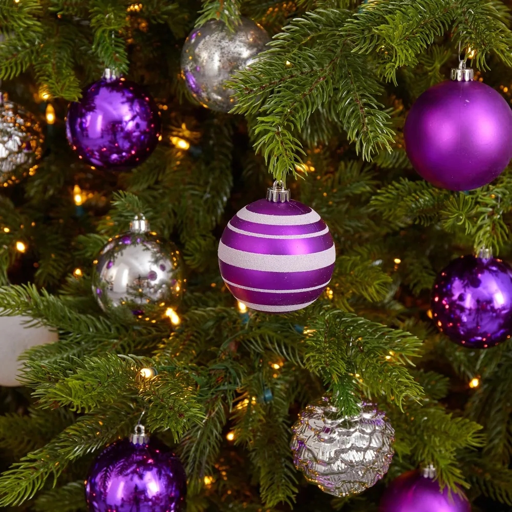 

Рождественское украшение, натуральные фиолетовые круглые стеклянные рождественские украшения, новогодний декор, Санта-Клаус, рождественские украшения 2024 для дома