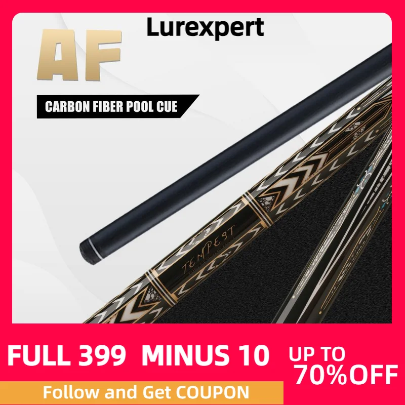 

FURY Billiard AF Series Carbon Fiber Pool Cue Stick 12.5mm Professional Carbon Technology Low Deflection3/8*10 Joint 147cm Kit