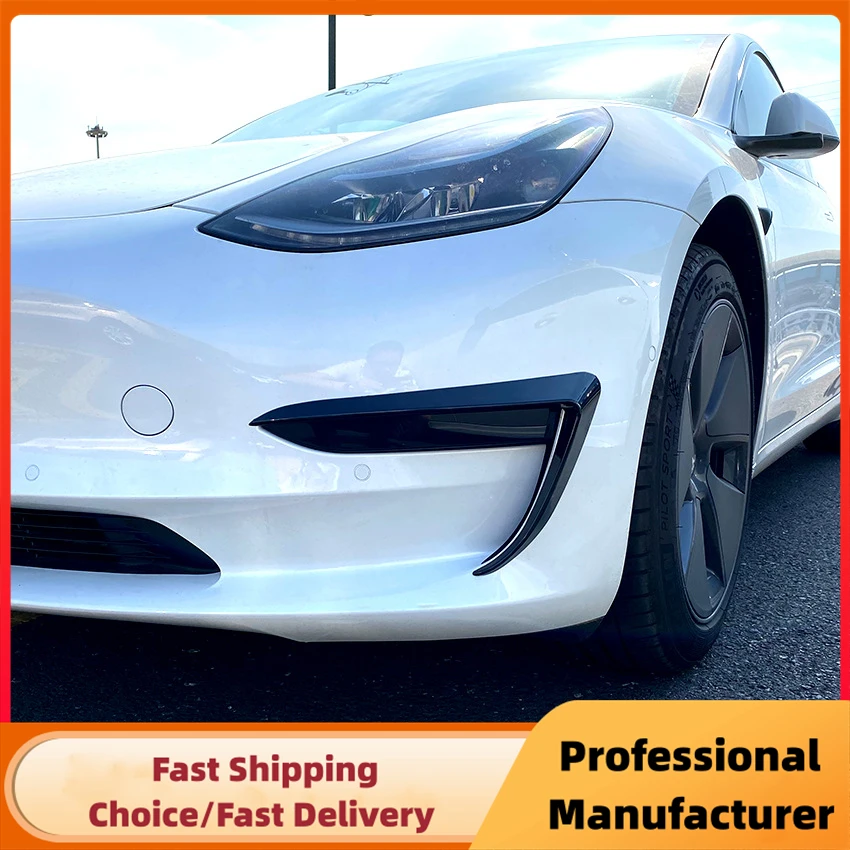 Cubierta Antiniebla Para Faros De Tesla Model Y 2020-2024 - ABS, Fibra De Carbono Brillante, Autoadhesiva