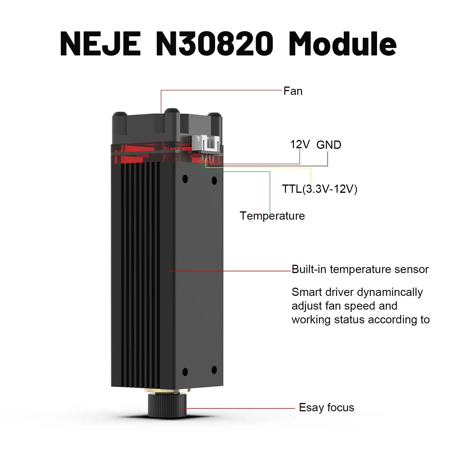 NEJE Laser Module Air Assist Cutting Engraving Blue Light TTL