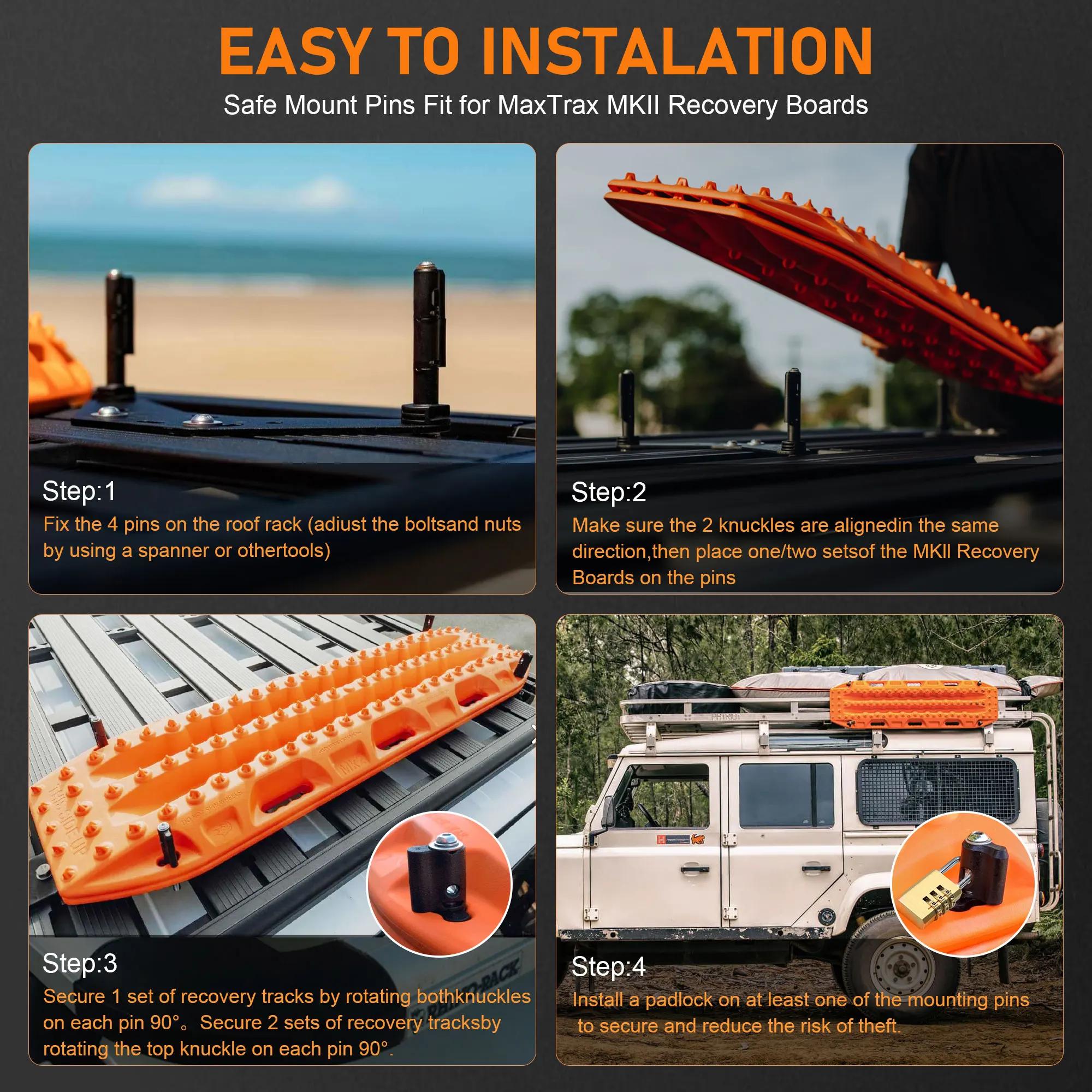 Maxxtraxx Mount Lockable Mounting Pins For Maxtrax MKII