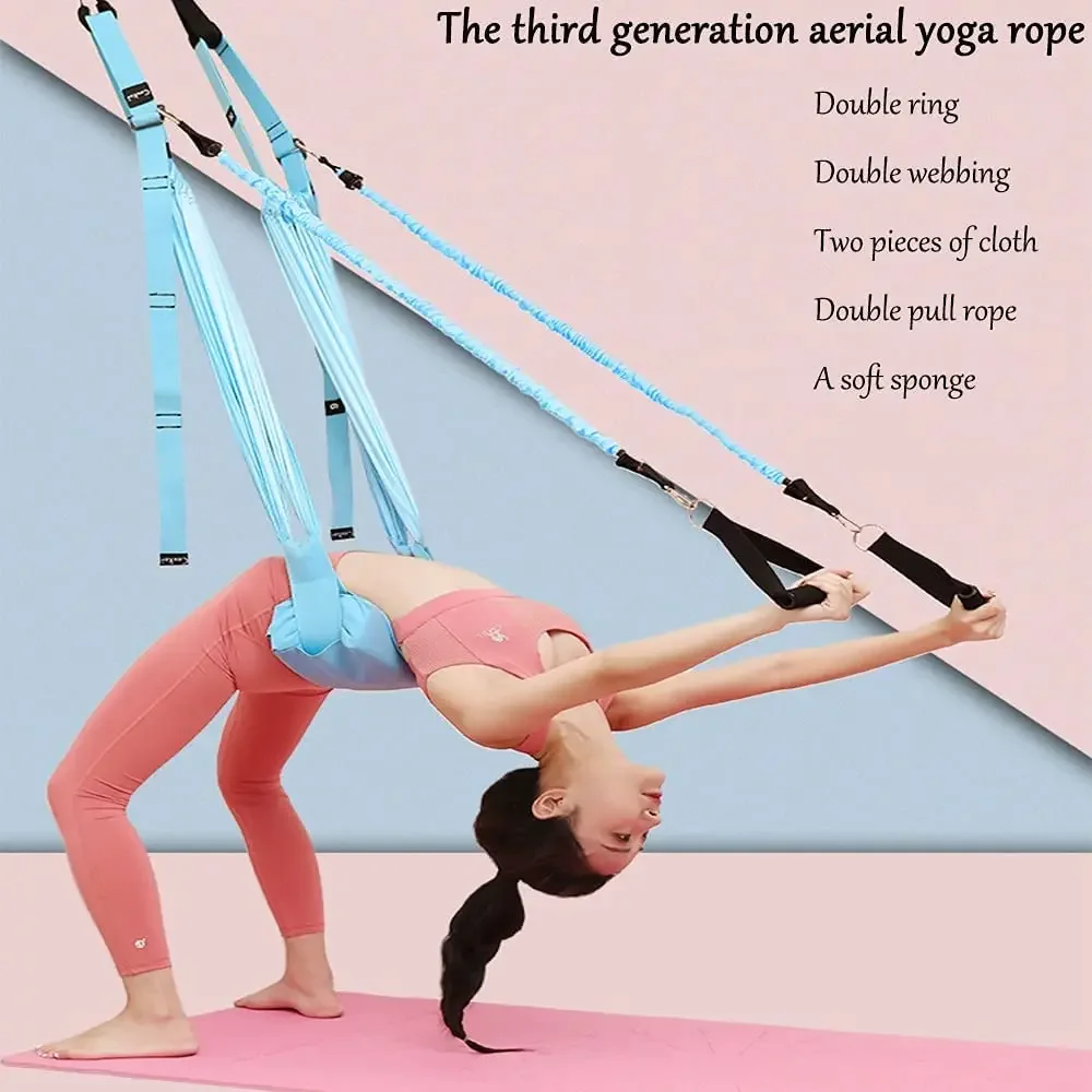 Yoga Hammock Adjustable Aerial Hanging Yoga Belts Yoga Strap Elastic Stretch Door Swing Fitness Handstand Rope Training Device
