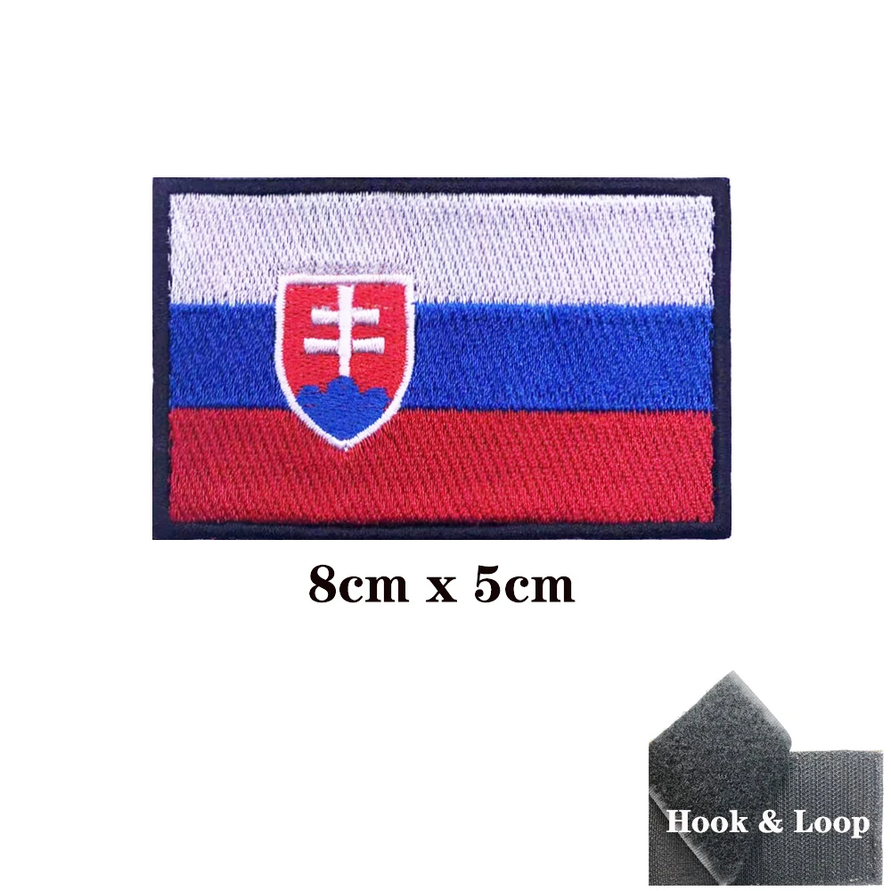 Slovak flag Slovakia Patches Armband Embroidered Patch Hook & Loop Iron On Embroidery Velcros Badge Military Stripe 