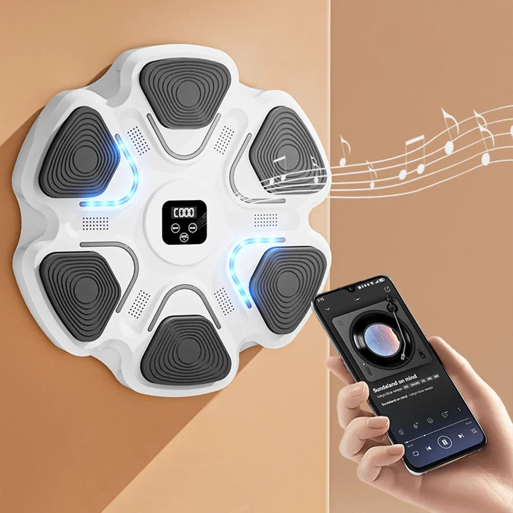 Music Boxing Machine Boxing Reaction Wall Target Type C USB Charging Music Puncher Wall Mounted with Gloves for Home Gym