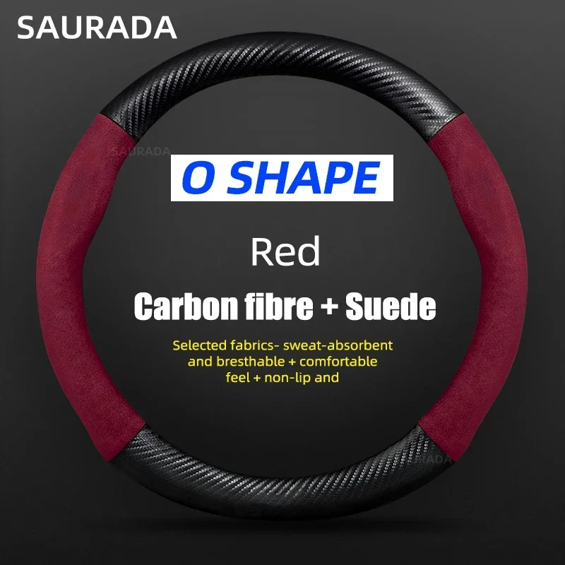 Premium Car Leather Steering Wheel Cover – 15-Inch, Non-Slip Design