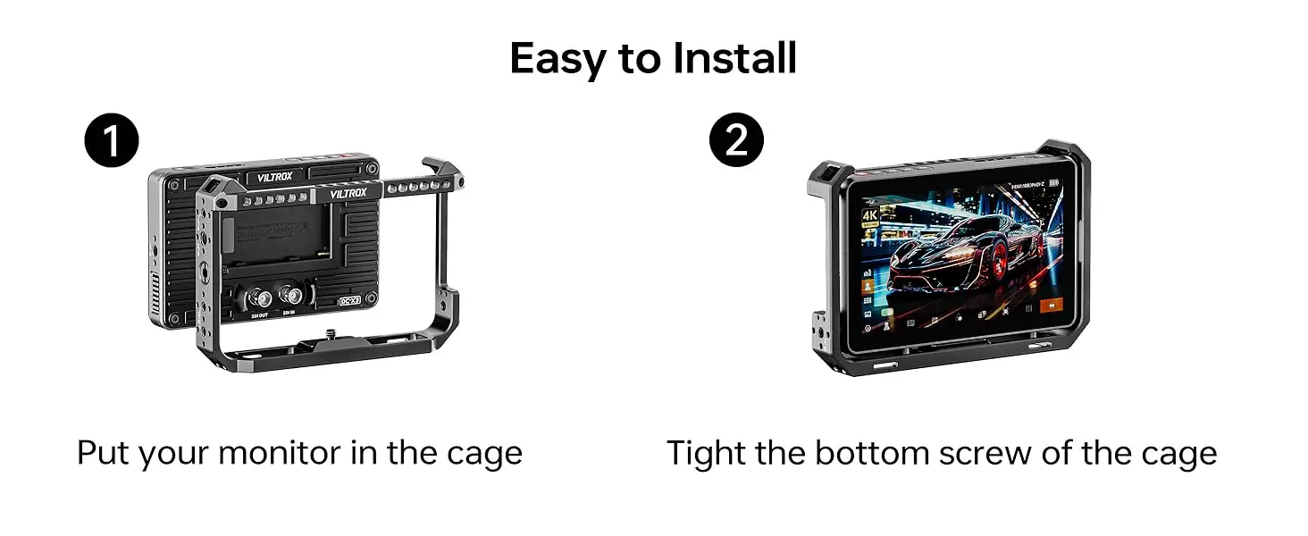 Video Monitor Rig Cage for DC-X2/DC-X3 Video Field Monitor with 1/4 Screw Hole f