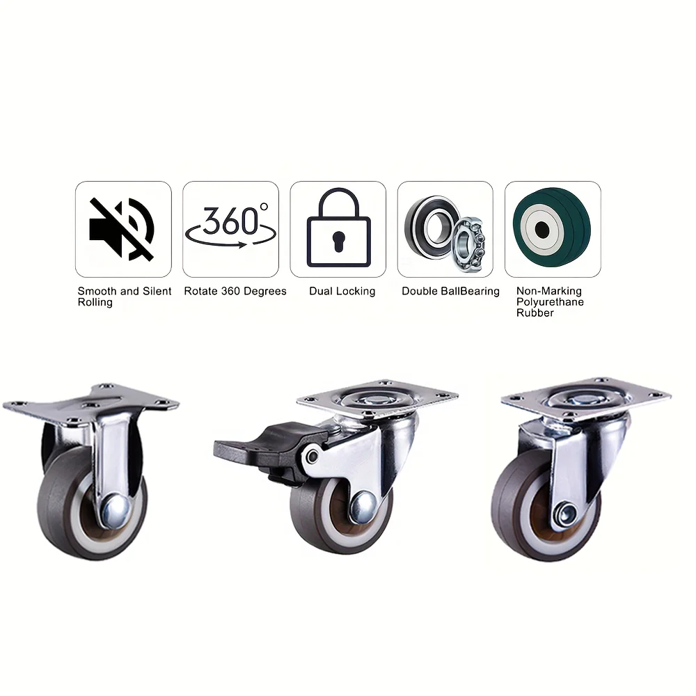 .PRO Ruote Piombate Per Mobili Con Freno - Set Da 4, Carico Max 200kg, Gomma Silenziosa E Antigraffio Per Traslochi E Arredamento - 2