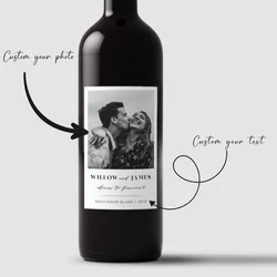 Custom Minimalist Wine Label - Personalized Wedding Favor and Gift - 8.8x10cm-30pcs (Paper)