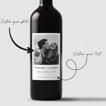 Etichette per vino, Etichetta per vino fotografica, Bomboniera minimalista, Etichetta per vino personalizzata, Regalo personalizzato, Etichetta regalo per vino