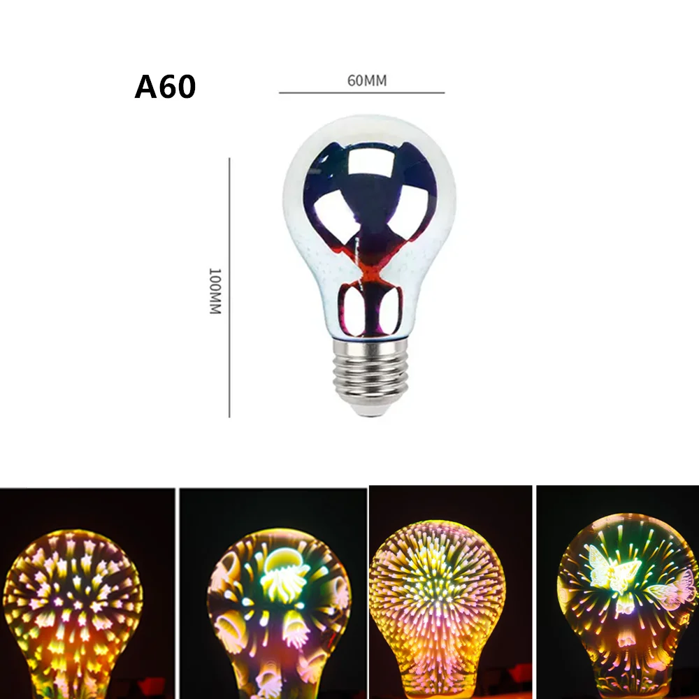 3D 다채로운 장식 LED 전구 E27 레트로 램프 빈티지 에디슨 LED 전구 ST64 A60 G80 G95 G125 하트 크리스마스 야간 조명