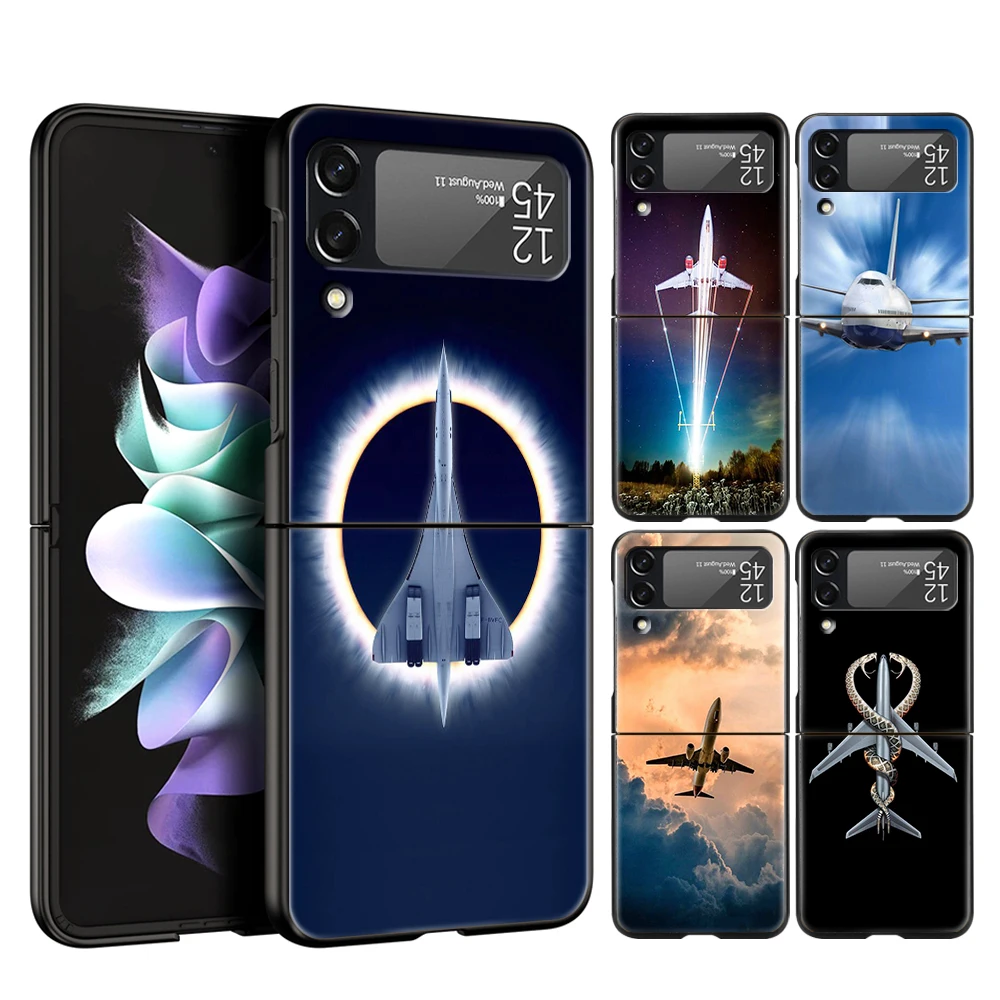 Cover Per Telefono Aereo Aereo Aereo Per Samsung Galaxy Z Flip 4 Custodia Nera Per Samsung Z Flip 3 Hard Pc Guscio Pieghevole Di Lusso