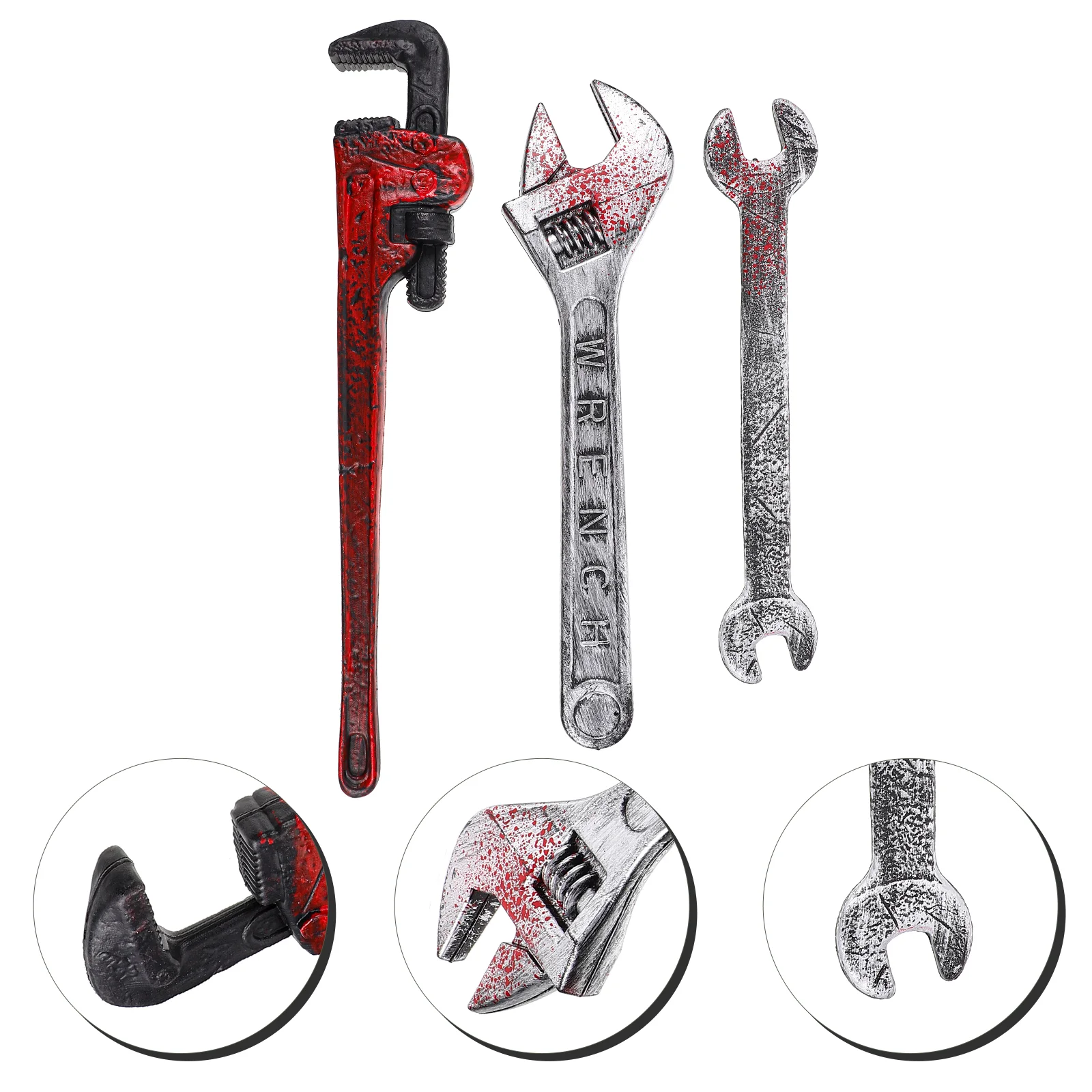 

3 Pcs Decorate Plastic Fake Wrench Prom Party Cos Dress up Props Simulated Toy For Friends Child Costume Kids