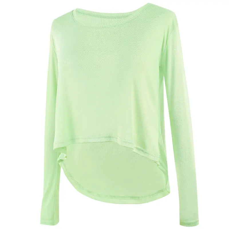 Women T-shit Long Sleeve Tops Running Sports Yoga Dance Shirts Cotton Sportswear Tops for Women Ballet Dance Top