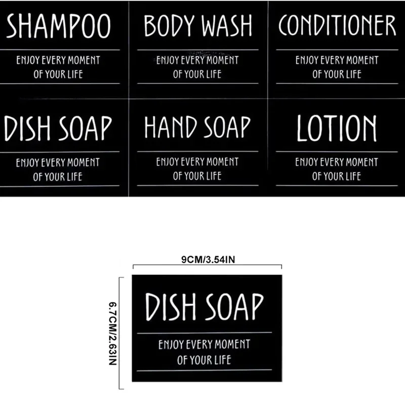 Waterproof Lotion Label Stickers PVC Shampoo Conditioner Body Wash Bathroom Shower Soap Dispenser Labels 6/12PCS bathroom labels sticker set