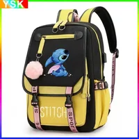 MINISO Disney Lilo and Stitch Stitch USB Charging Schoolbag Male and Female Student Backpack Anime Cartoon School Bag Mochila 6